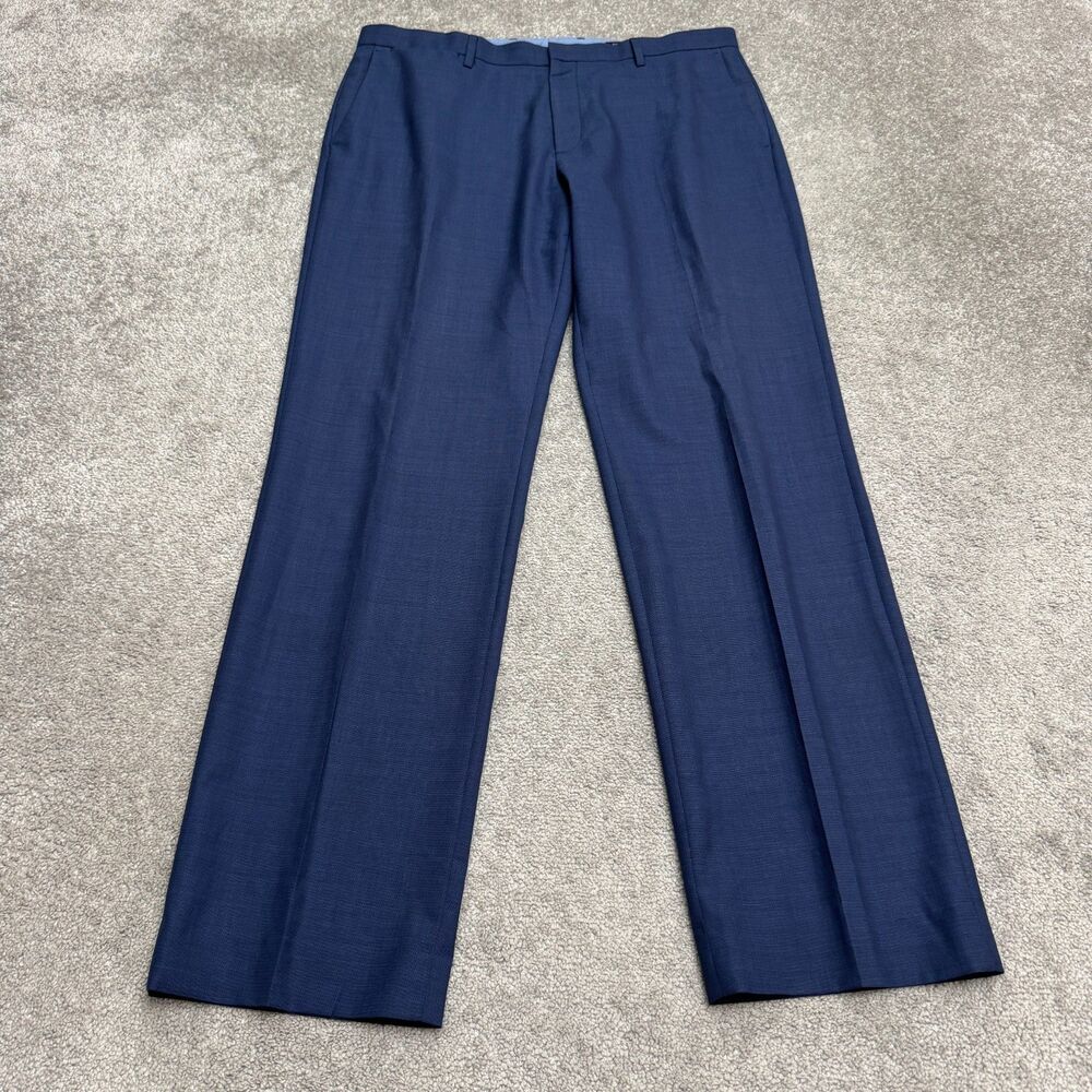Banana Republic 100% Wool Tailored Slim Fit Dress Pants Men 36x34 Navy Blue Work